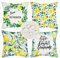 4er Set Kissenbezüge Zitrone Sommer Obst Dekorative Kissenhülle Outdoor Wasserdichte Leinen Zierkissenbezüge Tropische Pflanzen Grüne Blätter für Sofa Balkon Terrasse Patio Garten Außen 40x40cm