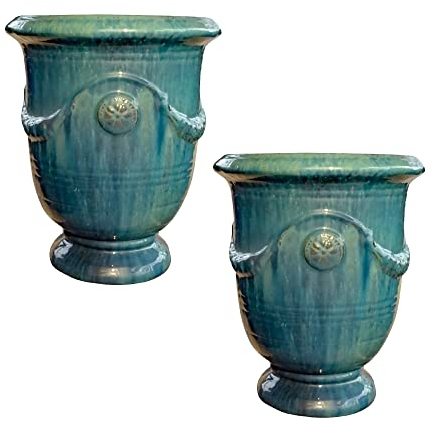 TucanoHamburg Blumentopf, Modell 2er Set Anduze in grün/blau (48x52cm), frostfest