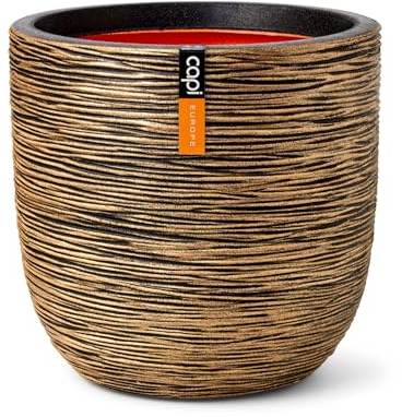 Capi Europe - Blumentopf Kugel Rib NL - 55x53 - Gold - Öffnung Ø46 - Blumentopf für den Innen- und Außeneinsatz - Bruchsicher - 100% recycelbar - KBGR935