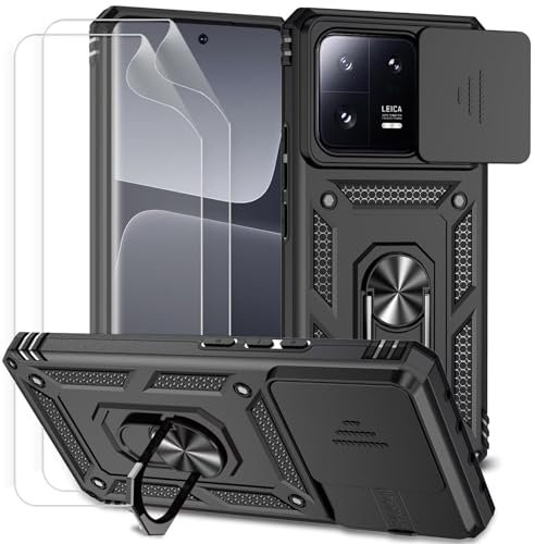Dechyi Funda para Xiaomi 13 Pro 5G / Xiaomi Mi 13 Pro 5G Carcasa Cubierta de Cámara Deslizante Protector Pantalla con Soporte de Anillo-Negro
