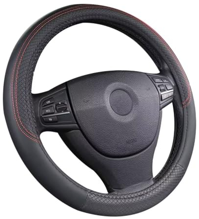 Pahajim Lenkradbezug Leder 37-38cm Lenkradhülle Universal Anti Rutsch Lenkradschoner Atmungsaktiver Lenkradschutz Geeignet für Auto/Jeep/SUV
