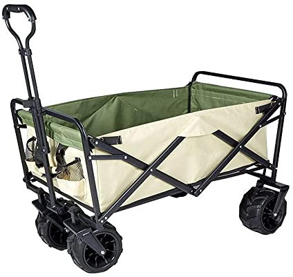 ZAANU Handwagen, Outdoor-Angelwagen, faltbares Touristenauto, tragbarer Anhänger mit Teleskopstiel, All-Terrain-Rennrad-Gartenwagen, für Camping, Einkaufen und Sport/B (B)