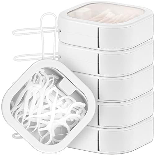 FoOhy Qtip Spender für Haargummis, 6 Stück, Badezimmer-Aufbewahrung, Organizer, Wattestäbchen-Halter, tragbarer Reise-Qtip-Halter, Kinder-Haar-Accessoire-Box mit Deckel (weiß)