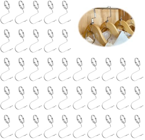 DEANKEJI 40 Stücke Kleiderbügel Haken, Platzsparende Kleiderbügel aus Edelstahl, Kleiderbügel Verbindungshaken für Kleiderbügel Verbindung, um den Platz im Kleiderschrank zu Organisieren