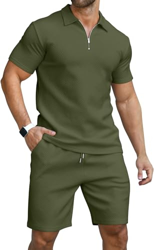 KUYIGO Hombres Polo y Pantalones Cortos 2-Piezas Conjunto Chandal Verano Ropa Moda Casual Sudaderas M-3XL