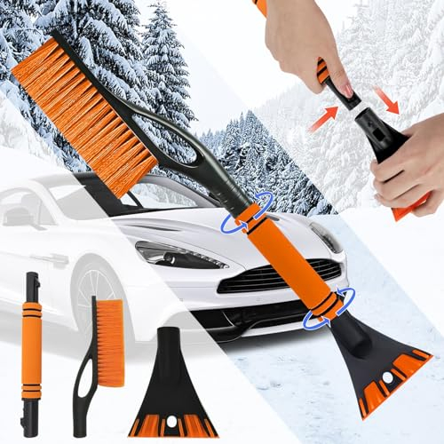 BGTLJKD Eiskratzer Auto Auto Reinigungsbürste und Schneebürste mit Rakel Ausziehbare Schnee-Eisentfernung Stabiler & Langlebiger Scheibenkratzer Auto für LKW SUV Windschutzscheibe (C)