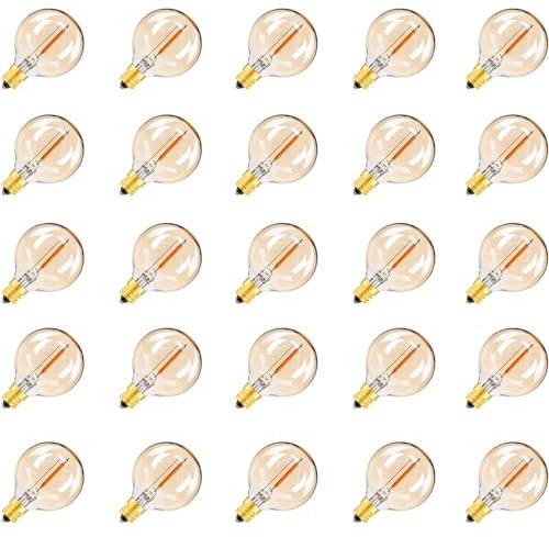 ZFQ G40 LED Filament 1W, E12 Ampoules Mini Globe en verre givré, Blanc Chaud 2700K LED Edison Filament Ampoule, Incandescence Équivalent 10W, Non Dimmable, Lot de 25