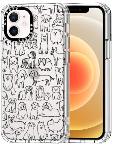 MOSNOVO für iPhone 12 / iPhone 12 Pro Hülle – Durchsichtige, schlanke, stoßfeste TPU+PC-Handyhülle, [6,6 Fuß Fallschutz/Anti-Abziehen] - Kritzelhund