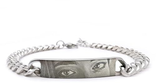 ALMENDRA Bracciale con foto occhi fidanzati con fotografia personalizzata da uomo incisa braccialetto incisione nome frase inciso scritta regalo