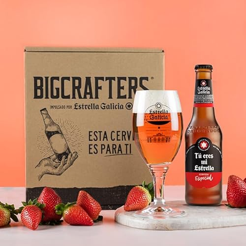 Estrella Galicia Edición Tú eres mi estrella con copa Atlántica - Una botella de cerveza de 33cl + Copa - Ideal para regalar
