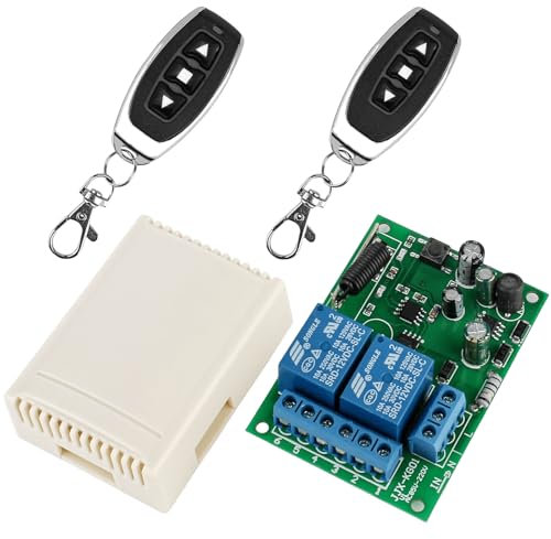Récepteur de relais de commande radio : 10 A AC 220 V 230 V 240 V Relais sans fil Récepteur avec 2 émetteurs de commande radio, module relais RF Interrupteur Transmetteur pour porte de garage Rideau