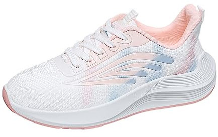 Scarpe da ginnastica da donna, comode, tinta unita, comode e morbide, scarpe sportive casual, leggere, traspiranti, alla moda, scarpe da tennis, scarpe da pallavolo, Colore: rosa., 40 EU