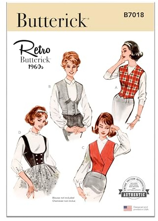 BUTTERICK Sewing Pattern B7018H5 Misses' Vest in Four Styles H5 (6-8-10-12-14)