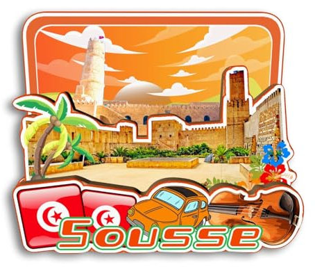 Quwsne Kühlschrankmagnet Sousse Tunesien Kühlschrankmagnet Stadt Reise Souvenirs Touristengeschenke 3D klassische Sehenswürdigkeiten handgefertigt Handwerk Heimdekoration -2994