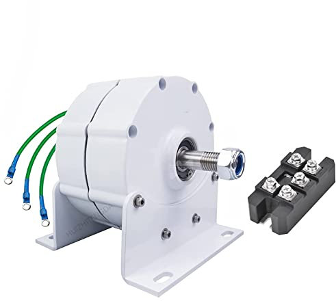 HUIZHITENGDA 48v,Generatore a Magnete Permanente Senza Ingranaggi trifase da 12000 W, generatore Eolico Portatile da 12 V, 24 V, 48 V per Campeggio, alternatore CA, con raddrizzatore