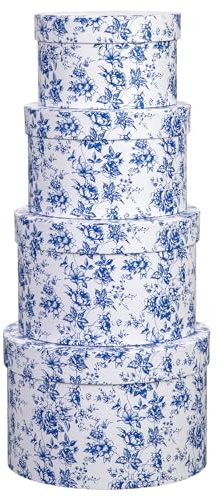 Oairse 4er Set Aufbewahrungsbox mit Deckel Rund Geschenkschachtel Karton Blumenbox Ordnungsboxen Geschenkbox Karton Schmuckschachtel Geschenkbox Geburtstag muttertagsgeschenk Verpackung für Blumen