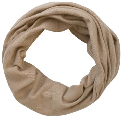Lilano Bio Wolle-Seide Schlauchschal, 70% Wolle 30% Seide, Unisex Loop-Schal für Sport und Freizeit (Sand, 49 x 27 cm)