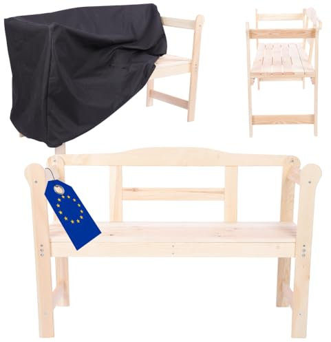 MODO24 Gartenbank aus Holz, Schutzhülle aus Cordura, Parkbank, Gartenmöbel, Sitzbank, Bank Friesenbank, Holzbank, 2-Sitzer, In- & Outdoor, FSC-Holz, Abmessungen 46x118x78 cm, Farbe: Naturholz