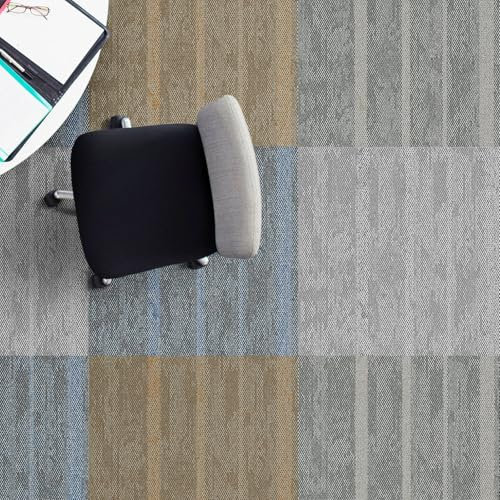 FLOORDIREKT - Piastrelle per tappeti | 4 pezzi da 1 mq | – Piastrelle per pavimenti in moquette resistente – Piastrelle con retro in vinile antiscivolo (Beige Zurigo)
