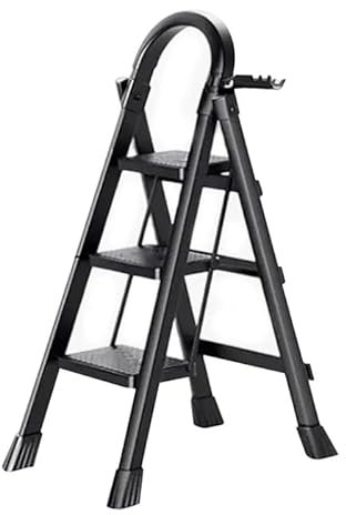 Escabeau 3 Marches avec Plateforme de Travail, Charge 150 kg Escabeau Pliable, Larges Marche Pied Pliable Antidérapantes, Tabouret en Acier Marche Pied Adulte, Blanc