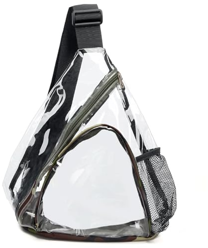 CNAFGBGG 1pc Clear Slings Bag Waterdes PVC Chest Bag Stadium zugelassene Frauen klare Schulter -Rucksack mit Wasserflaschentasche und verstellbarem Riemen für das Konzertstadion.