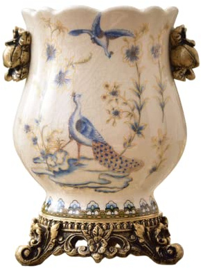 GZSLKSCD Bodenvase aus Keramik, hohe Bodenvase, chinesische Blumenvase für die Inneneinrichtung, anspruchsvolles Gefäß für dekorative Zweige und Blumen