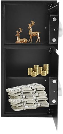 Tresor mit 4Schlüssel 80x40x40cm mit Zahlenschloss, Feuerfeste Dokumententasche A4, Großer Stahl Safe für Zuhause oder Büro, für Laptop, Geld & A4 Dokumente