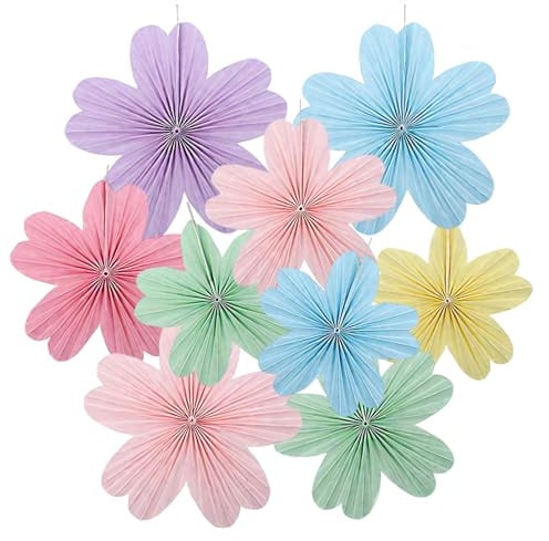 YIHAOH 9 Stücke Papier Blume Geburtstag Deko, Wanddekoration Papierblumen Deko, Handgemachte Blume Papierfächer Dekoration, Geeignet Für Geburtstag Dekoration, Hochzeit, Baby Dusche