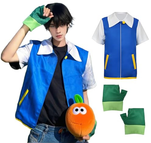 Anime Cosplay Kostüm, Blaue Jacke Handschuh Set, Cosplay Anime, Klassisches Anime Kostüm, Unisex Karneval Kostüm, Cosplay Kostüm für Halloween Themenpartys Bühnenaufführungen Alltagskleidung (L)