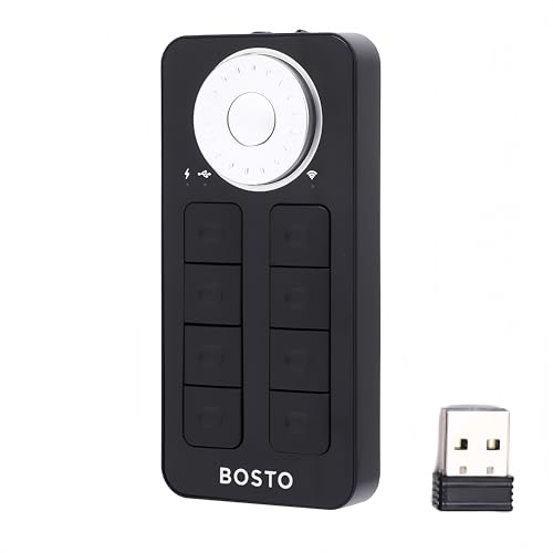 PUSOKEI Tastatur mit 8 Tasten und Wählrad, Programmierbare -Bluetooth-Tastatur mit Kabellosen Tastenkombinationen für Zeichentabletts, OLED-Display, 2,4 G WLAN und USB-C-Kabel