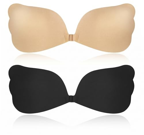 Stycizom Soutien-Gorge Auto-adhésif en Silicone sans Bretelles 2 Paires, Réutilisable, Invisible, Respirant, Push-Up – Parfait pour Robes Dos-Nu, Robes de Soirée et Tenues Décolletées