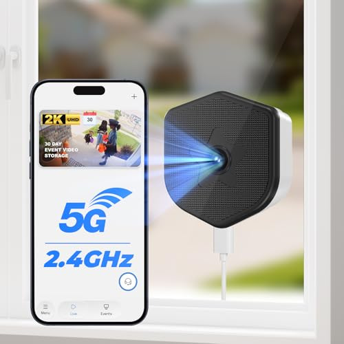 Suloron 3MP 2K Window Camera Indoor 2.4GHz & 5GHz WiFi Window Cameras for Home Security Looking Outside with 24/7 Recording, AI Color Night Vision, Motion Detection, Anti-Glare, Anti-Reflection