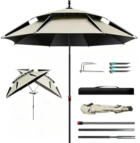 PASLFC Sonnenschirm Strand Windfest Stabil, Strandschirm, 360° frei dreh, Parasol, Beach Umbrella, UV-Schutz Wärmeisolierung, Atmungsaktives Geeignet für Balkon, Garten, Strand und Außenaktivitäten