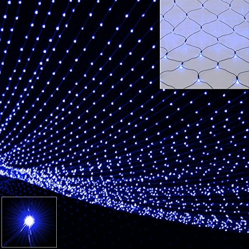 Monzana® Lichterkette 160 LED Netzlichterkette Außen Innen Batterie 8 Modi Lichtervorhang Deko Weihnachten Beleuchtung Blau