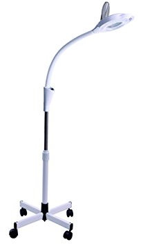 Led Cold Light Magnifying Lamp 5 Times Magnification Movable Cross Tripod Beauty Lamp For Facial Care Tattoo Or Personal Reading Elitzia ETH3004 (White 2 Rings Lamp Beads)