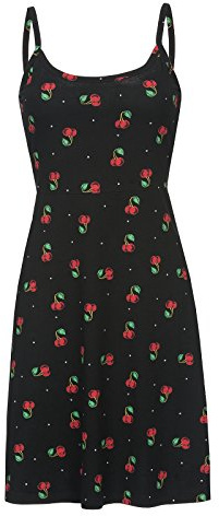 Pussy Deluxe Sweet Cherry Dress Frauen Mittellanges Kleid schwarz