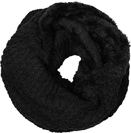 Glamexx24 Winter Schal warmer Feinstrick loop schal Strick Schlauschal weichem Fleece Innenfutter Flecht Muster