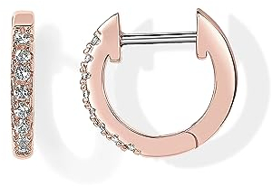 PAVOI 14K Rose Gold Plated Post Cubic Zirconia Cuff Earring Huggie Stud
