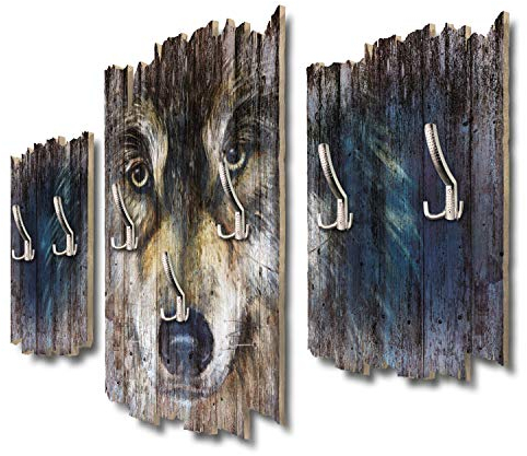 Kreative Feder Wolfsblick Designer Wandgarderobe Flurgarderobe Wandpaneele 95 x 60 cm aus MDF DTGH117