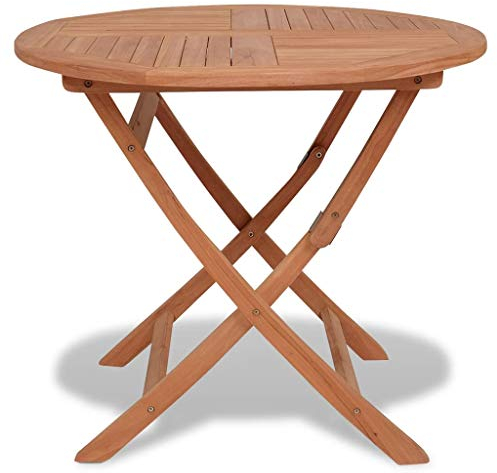 Festnight Klapptisch aus Teakholz Massiv Rund ? 85 x 76 cm | Klappbarer Gartentisch Esstisch Rundtisch Holztisch für Balkon Garten Terrasse Hof