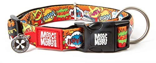 Max & Molly Gotcha! Hundehalsband Halsband Hund mit Smart ID, gepolstertes Neopren Halsband mit Design für große Hunde, wasserdicht, bequem, verstellbar, Heroes, L