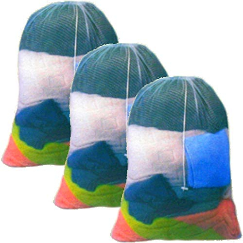 marion10020 3er-Set Wäschenetz XXL Wäschesack Kleidersack Wäschebeutel Wäschesäcke 60 x 90 cm mit Zugband