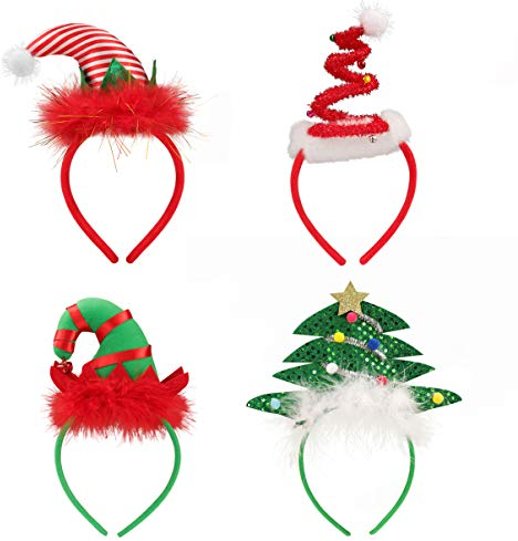 Beaupretty Elfenhut Stirnband 4 Stück Weihnachtsbaum Stirnband Weihnachtsmütze Weihnachtskostüm Stirnbänder Kopfbedeckung für Erwachsene