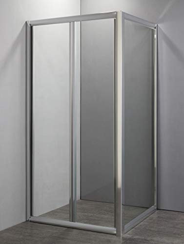Yellowshop | Box Doccia Rettangolare Apertura a Libro e Laterale Fisso Cristallo temperato 5 mm Puntinato Opaco o Trasparente (Trasparente, Cm 70x75)