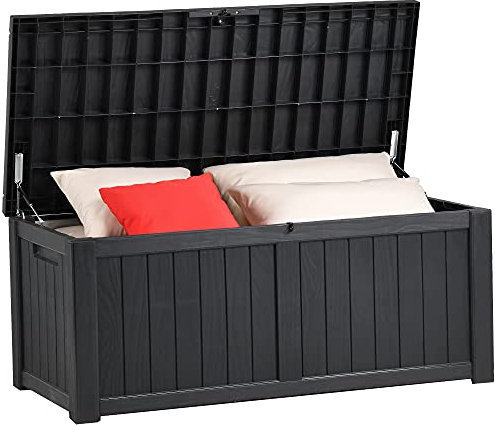 YITAHOME Gartenbox Wasserdicht, 450 Liter Groß Outdoor Garten Auflagenbox, Abschließbarem kissenbox Wetterfest Garten Aufbewahrungsbox mit Seitengriffen für Gartengeräten Poolzubehör,Schwarz