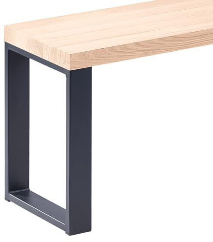 LAMO Manufaktur Sitzbank Esszimmer Holzbank 30x140x47 cm, Möbelfüße Simple Anthrazit/Roh, LSB-01-A-001-140-7016S