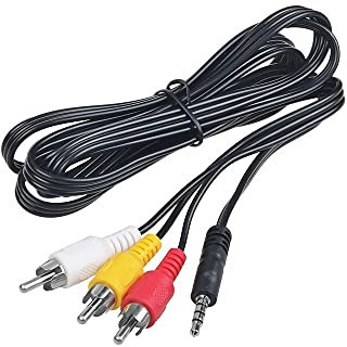 3.5mm Plug to 3 RCA Camcorder Audio Video A/V Cable 6Feet Suitable for Sony JVC Panasonic Canon Samsung Camcorders