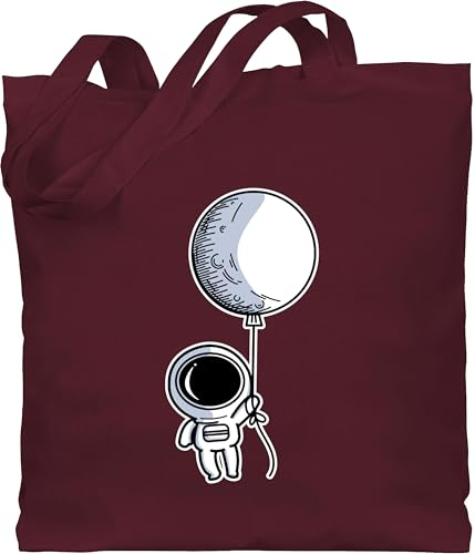 Baumwolltasche - Trend Kinderkleidung und Co - Astronaut mit Luftballon - Unisize - Bordeauxrot - tote bags geschenke für gamer beutel zocken tasche nerd einkaufstasche nerds stoffbeutel geeks