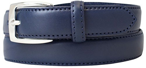 BELTINGER Hochwertiger Damengürtel aus Vollrindleder 2,5 cm | Schmaler Damen-Gürtel in 25mm | Bombierter Ledergürtel | Marine 85cm
