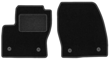 Velours-Fußmatten vorne passend für Ford Kuga MK2 2012-2019, Schwarz, LUX | passend für SUV; Velours-Teppich (Polypropylen), ca. 6,5 mm; rutschfest, runde Befestigungen (Typ FC)